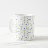 Tasse à café Fleur Bleue Ajouter un nom Florales A (Devant gauche)