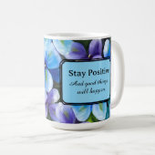 Tasse à café fleur bleue déclaration positive (Devant droit)