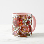 Tasse à café fleur de rose en vitrail (Devant droit)