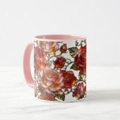 Tasse à café fleur de rose en vitrail (Devant gauche)