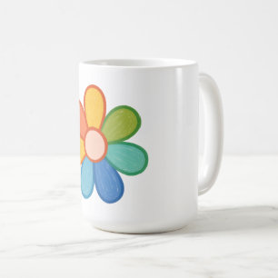Tasse à café Fleur Pastel Crayon Enfants arc-en-ci