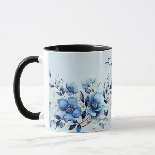 Tasse à café Fleurs Bleues Aquarelle (Gauche)