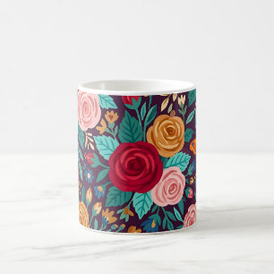 Tasse à café Fleurs papillons Art populaire abstra