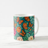 Tasse à café Fleurs papillons Folk Abstrait (Devant droit)