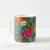 Tasse à café Fleurs papillons Folk Abstrait (Devant gauche)