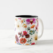 Tasse à café floral à deux tons personnalisable (Devant droit)