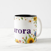 tasse à café floral à deux tons personnalisable (Devant droit)