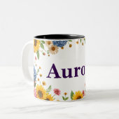 tasse à café floral à deux tons personnalisable (Devant gauche)