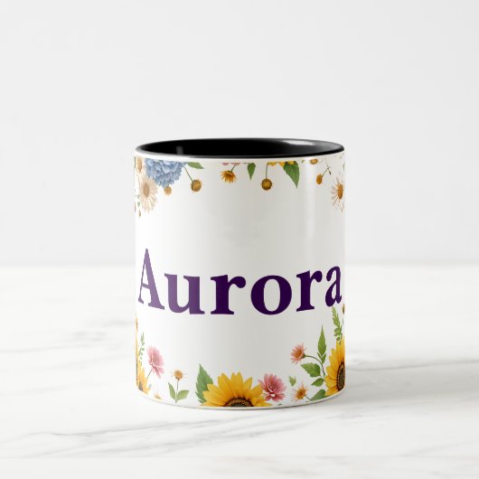 tasse à café floral à deux tons personnalisable (Centre)