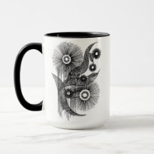 Tasse à café florale abstraite en encre Dandelion