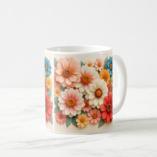 Tasse à café florale aquarelle vibrante