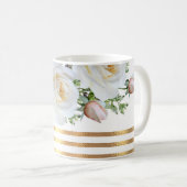 Tasse à café florale avec bordure dorée (Devant droit)