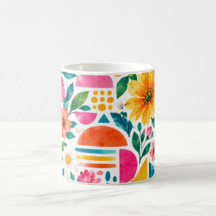 Tasse à café florale bohème colorée - Abstrait vib