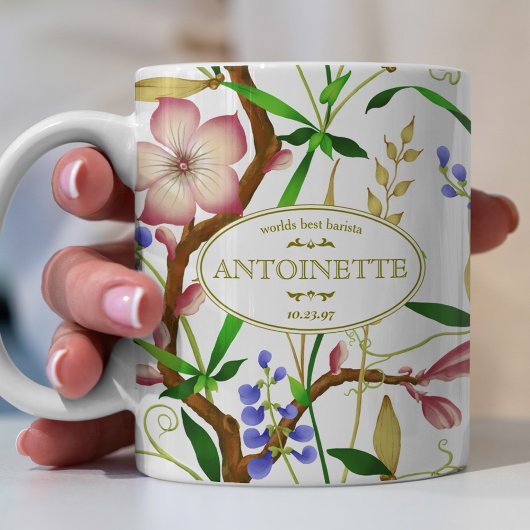 Tasse à café florale de style victorien avec votre