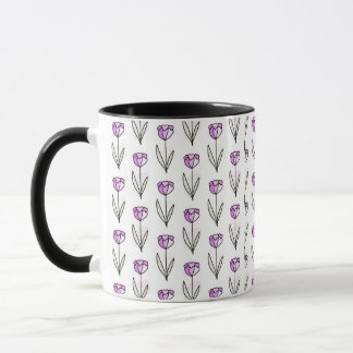 Tasse à café florale en art linéaire minimaliste