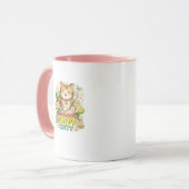 Tasse à café florale mignonne Happy Kitty (Devant gauche)