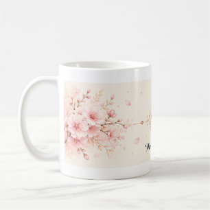 Tasse à café florale romantique à fleurs de cerisi