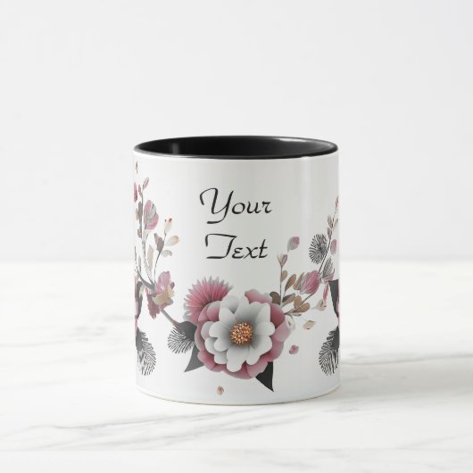 Tasse à café florale rose blanc (Centre)