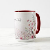 Tasse à café florale rose blanc moderne (Devant droit)