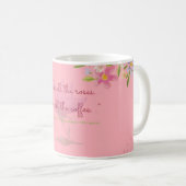Tasse à café florale rose corail | (Devant droit)