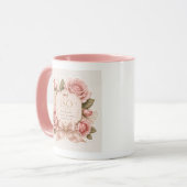 Tasse à café florale rose élégante (Devant gauche)