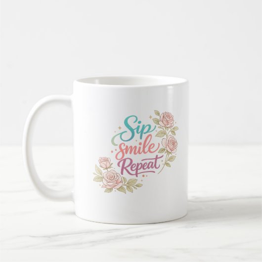 Tasse à café florale Sip Smile Repeat (Gauche)