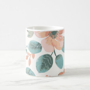 Tasse à café florale vintage Botanique pêche et