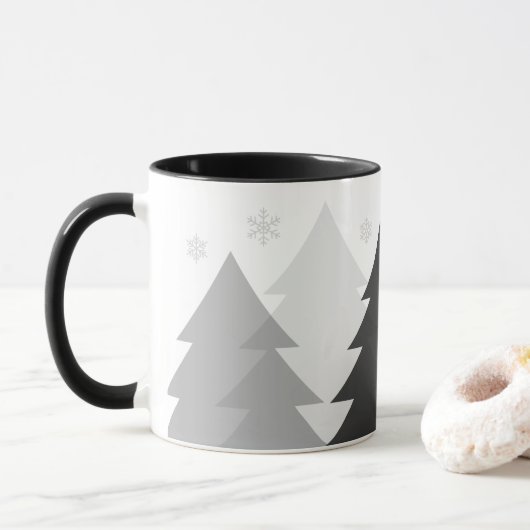 Tasse à café Forêts de Noël en Bois (Avec donut)