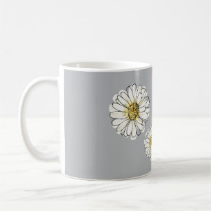 Tasse à café géante florale gris jaune moderne en