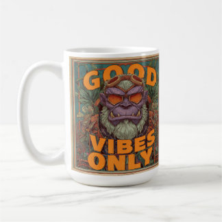 Tasse à café Good Vibes Only – Design de gorille a