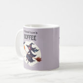 Tasse à café Halloween violette sorcière drôle (Devant gauche)