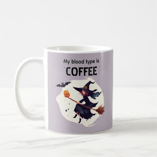 Tasse à café Halloween violette sorcière drôle (Gauche)