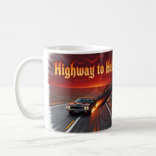 Tasse à café Highway to Hell Rock Music Fire (Gauche)