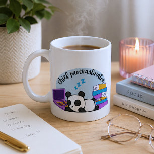 Tasse à café Humoristique Panda Procrastinateur