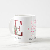 Tasse à café initiale E élégante à cœur rouge flor (Devant gauche)