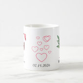 Tasse à café initiale F à motif floral de cœur rou (Centre)