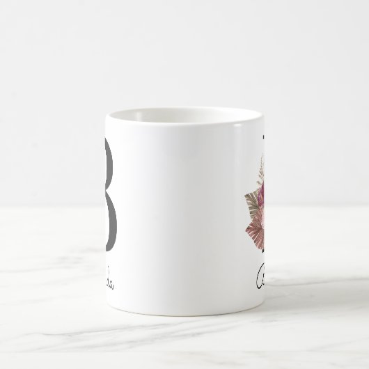 Tasse à café initiale florale Boho rose moderne B (Centre)