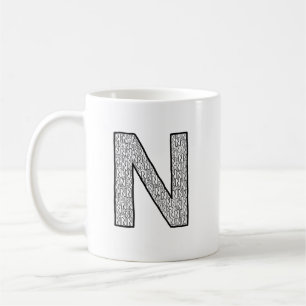 Tasse à café initiale lettre N – Style minimal mod