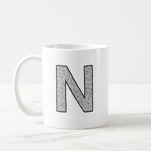 Tasse à café initiale lettre N – Style minimal mod (Gauche)