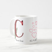 Tasse à café initiale M lettre florale rouge éléga (Devant gauche)