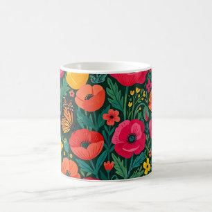 Tasse à café Jardin de coquelicots abstraits Papil