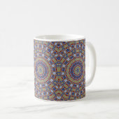 Tasse à café jaune bleu mandala (Devant droit)