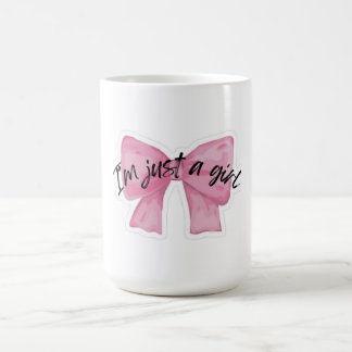 Tasse à café 'Je suis juste une fille' avec un nœu