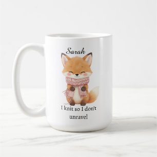 Tasse à café 'Je tricote pour ne pas m'effilocher'