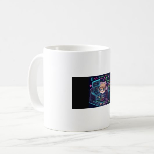 Tasse à café Kawaii Cat Coder | Chat programmeur m (Devant gauche)