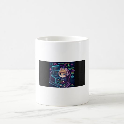 Tasse à café Kawaii Cat Coder | Chat programmeur m (Centre)