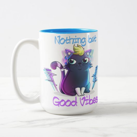 Tasse à café kitty à deux tons "Good Vibes" (Gauche)