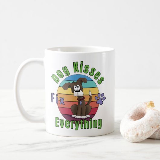 Tasse à café Les baisers de chien réparent tout (Avec donut)