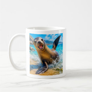 Tasse à café Lion de mer mignon