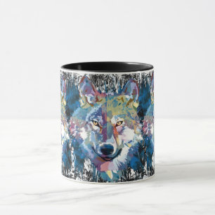 Tasse à café Loup - Loup polygone Rétro